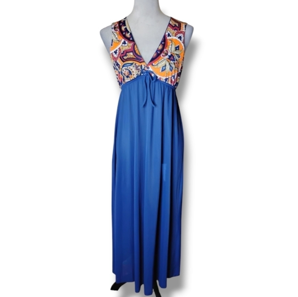 Vintage 70s Paisley Nightgown & Robe Loungewear Set